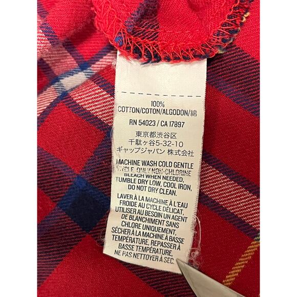 Old Navy Plaid Flannel Button Down Women's Size Medium Red Blue 100% Cotton - Picture 7 of 7
